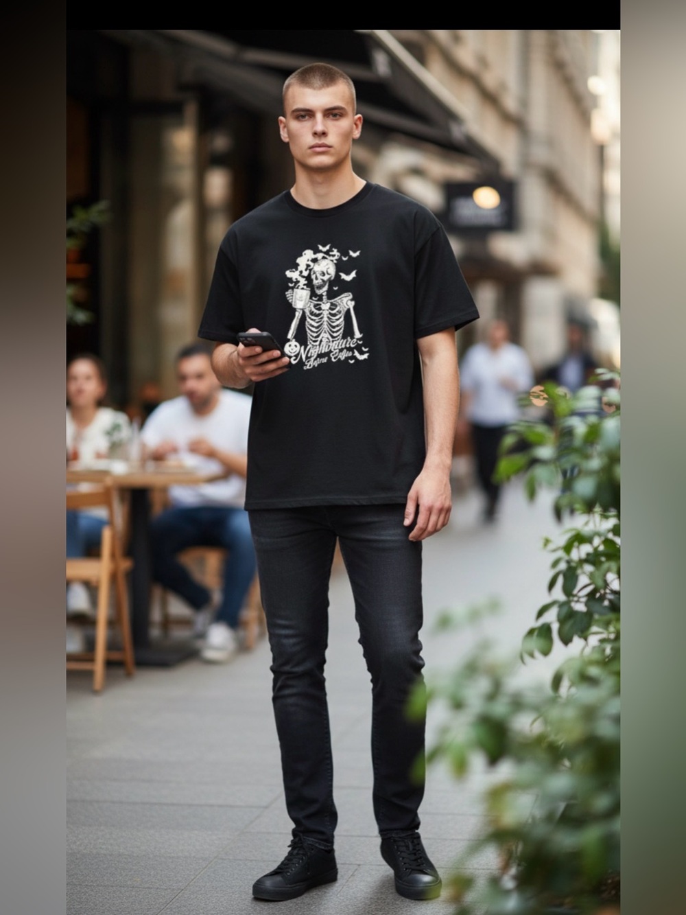 Goodie Two Sleeves Nightmare Before Coffee‎ XXL Skeleton Black T Shirt S\S
